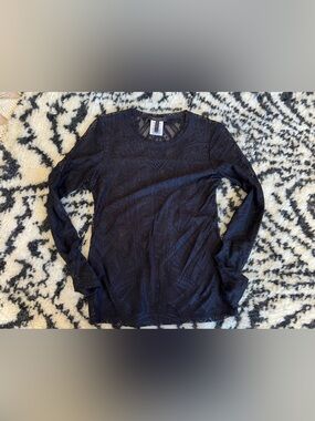 BCBG Black Eyelet Long Sleeve Top